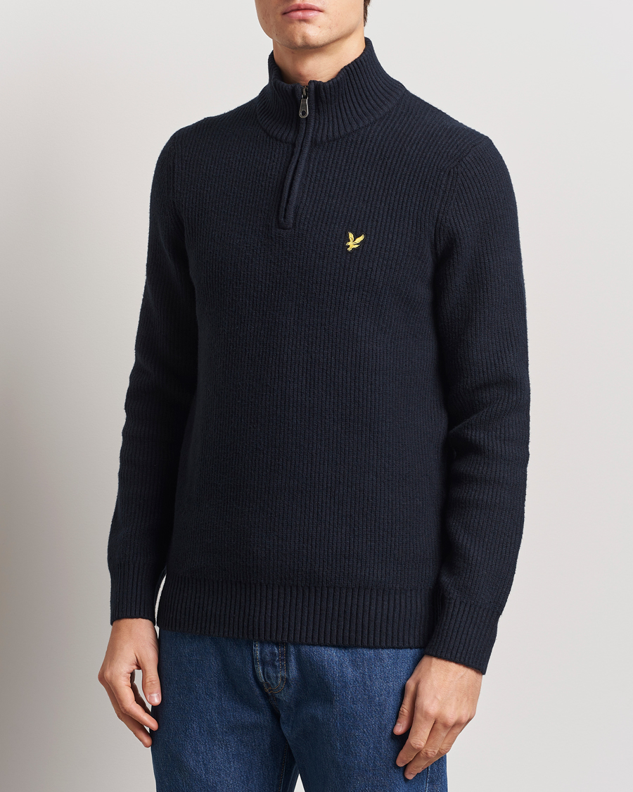 Herre | Trøjer | Lyle & Scott | Shaker Stitch Half Zip Dark Navy