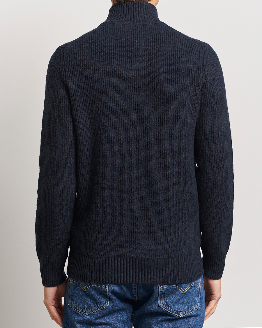 Herre | Trøjer | Lyle & Scott | Shaker Stitch Half Zip Dark Navy