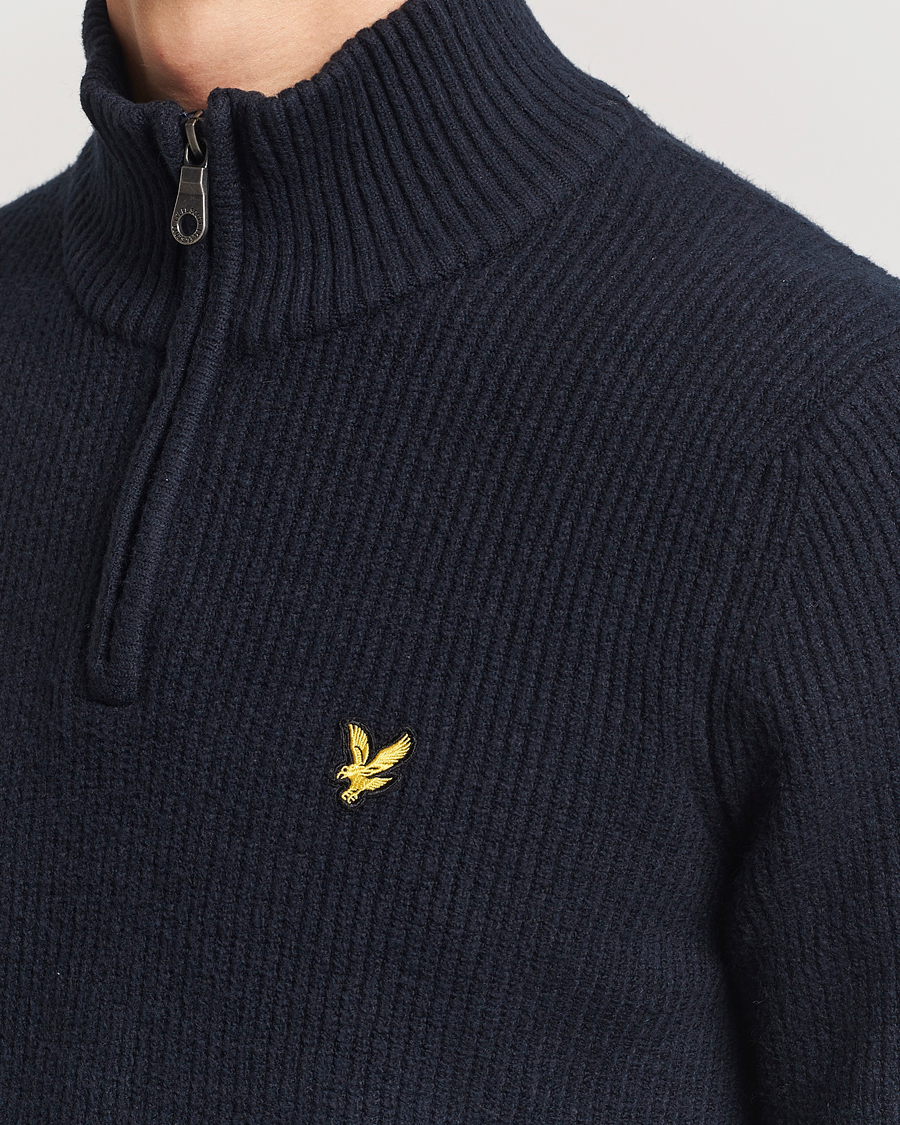 Herre | Trøjer | Lyle & Scott | Shaker Stitch Half Zip Dark Navy