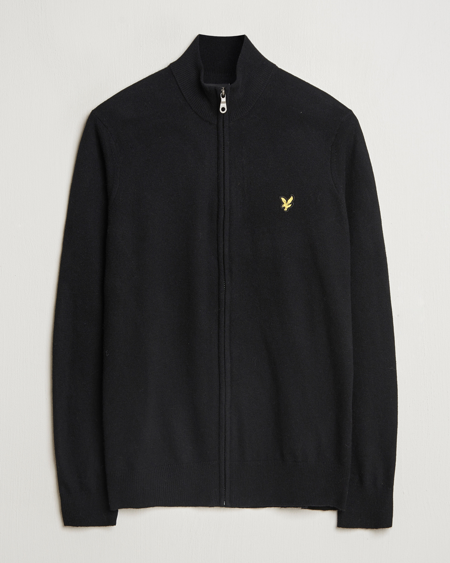 Herre | Trøjer | Lyle & Scott | Lambswool Full Zip Jet Black Marl