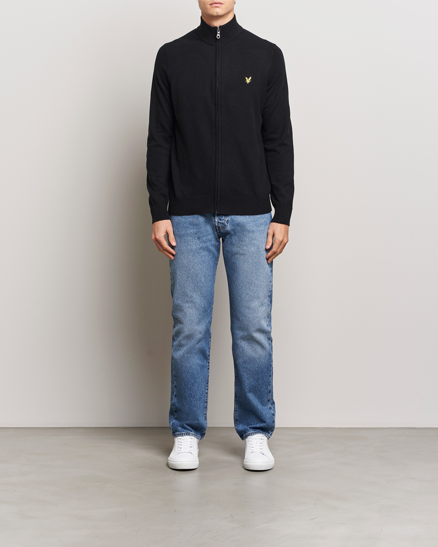 Herre | Trøjer | Lyle & Scott | Lambswool Full Zip Jet Black Marl