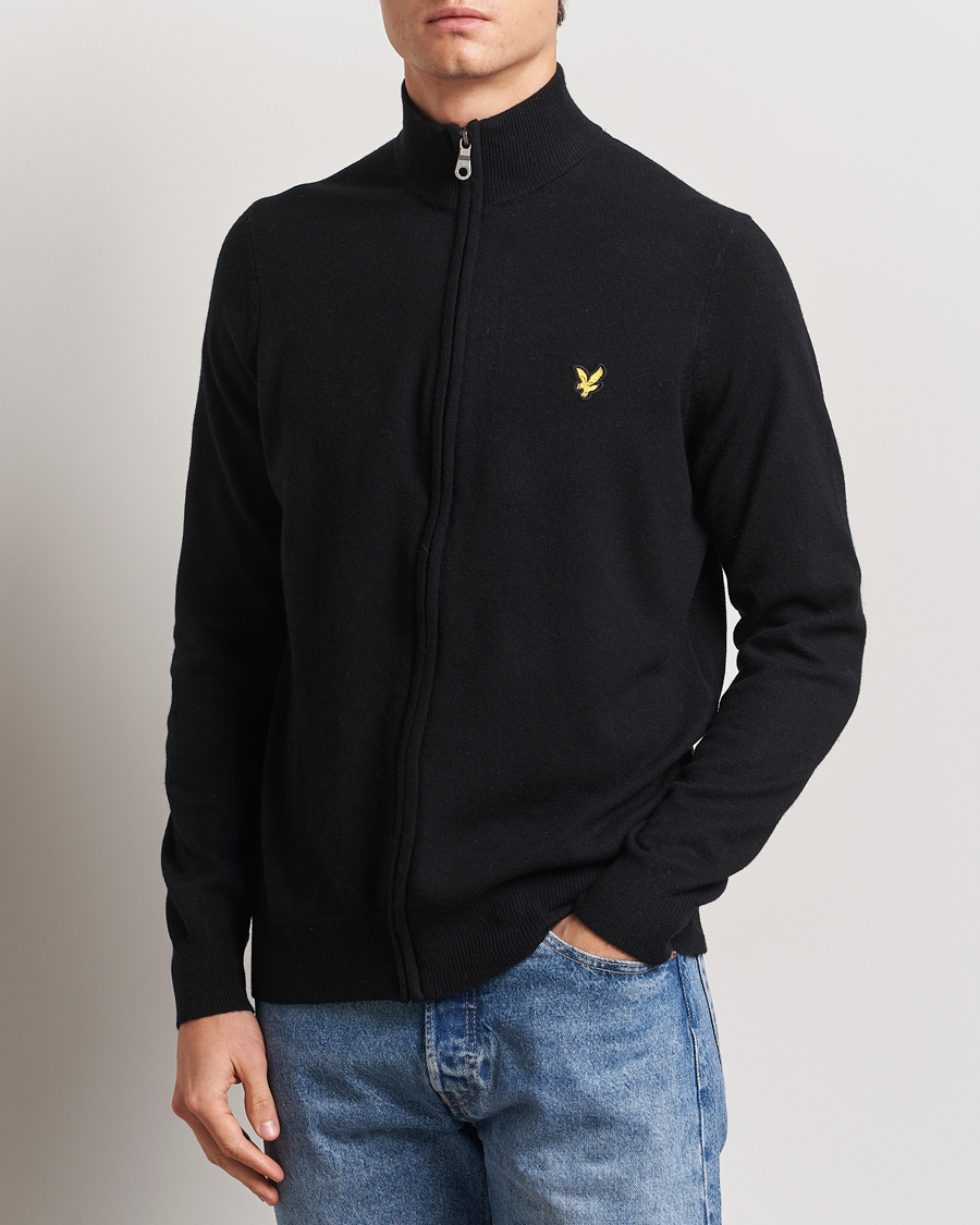 Herre | Trøjer | Lyle & Scott | Lambswool Full Zip Jet Black Marl