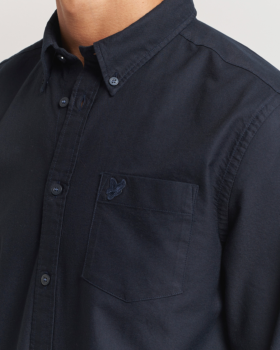 Herre | Skjorter | Lyle & Scott | Tonal Eagle Plain Oxford Shirt Dark Navy