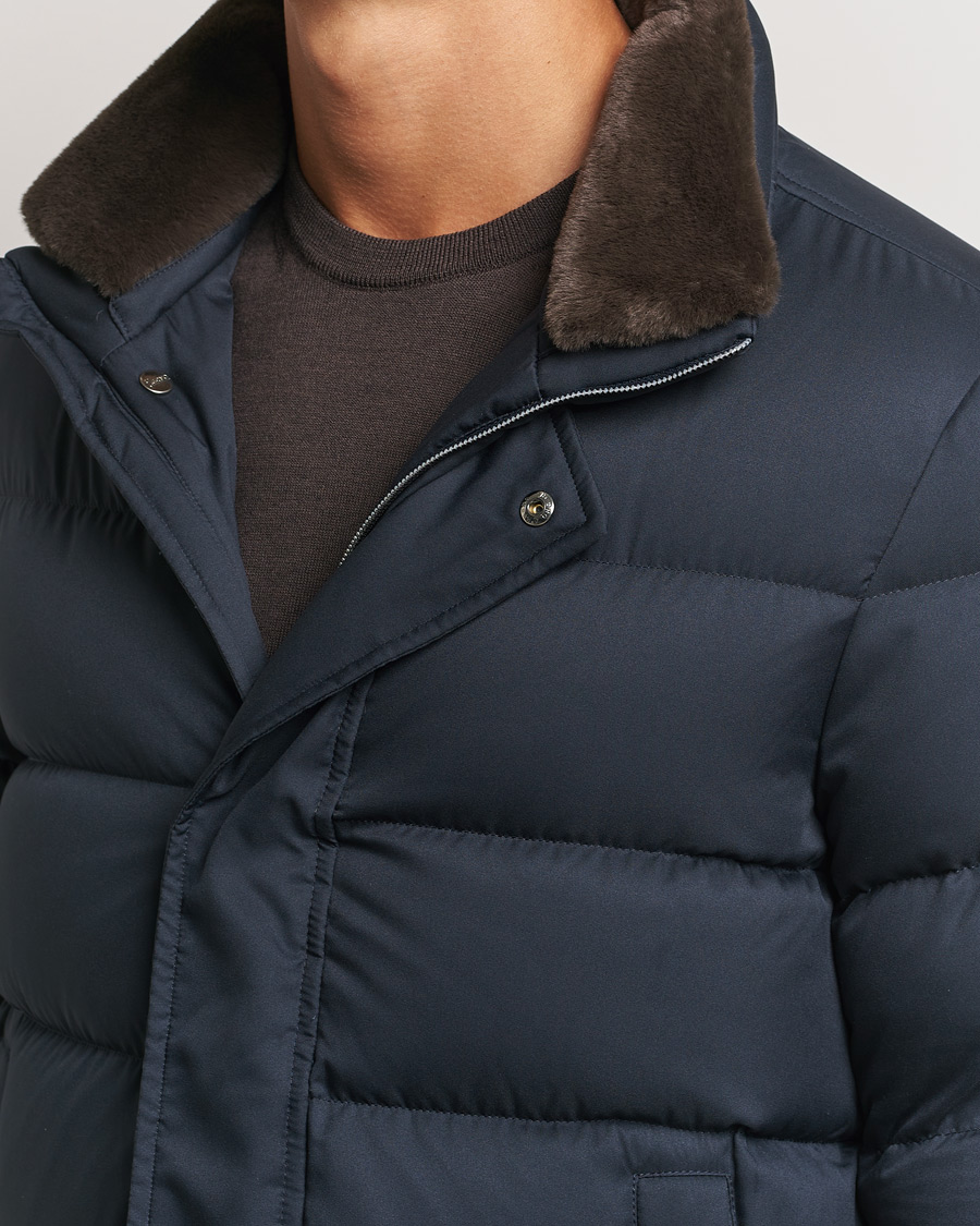 Herre | Jakker | Herno | Faux Fur Down Jacket Navy