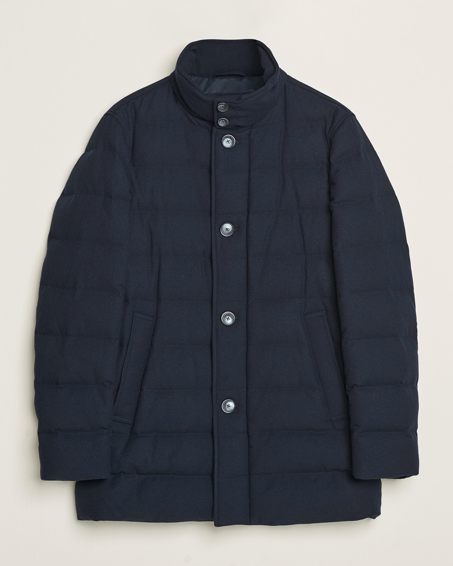 Herre | Jakker | Herno | Cashmere Flannel Down Coat Navy