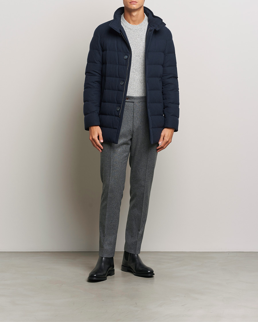 Herre | Jakker | Herno | Cashmere Flannel Down Coat Navy