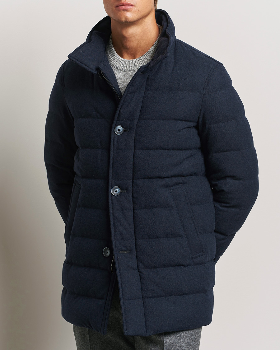 Herre | Jakker | Herno | Cashmere Flannel Down Coat Navy