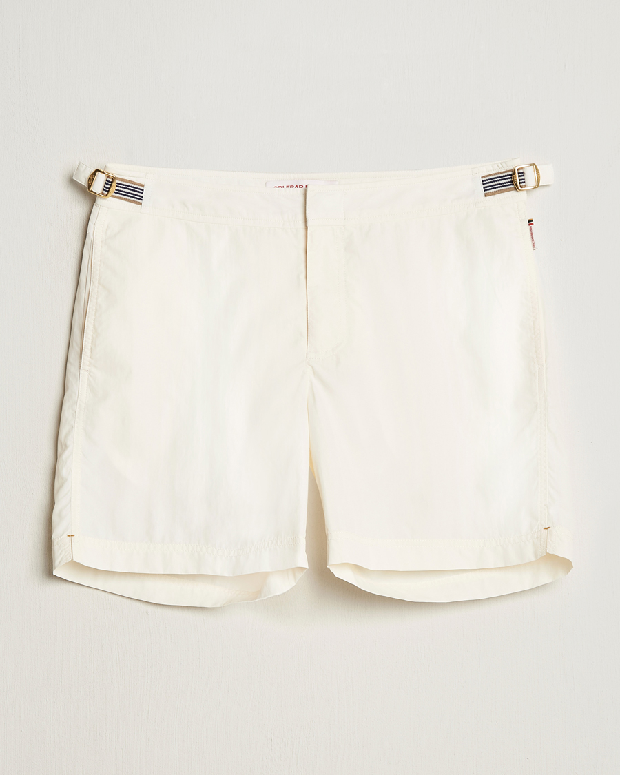 Herre | Orlebar Brown Bulldog Ribbon Tape Trim Swimshorts White Sand | Orlebar Brown | Bulldog Ribbon Tape Trim Swimshorts White Sand