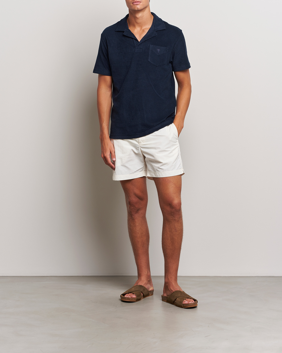 Herre | Orlebar Brown Bulldog Ribbon Tape Trim Swimshorts White Sand | Orlebar Brown | Bulldog Ribbon Tape Trim Swimshorts White Sand