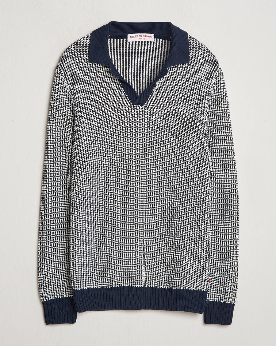 Herre | Trøjer | Orlebar Brown | Horton Long Sleeve Knited Poloshirt Night Iris/White