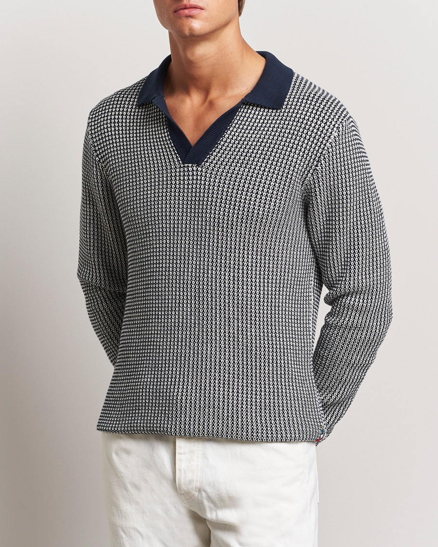 Herre | Trøjer | Orlebar Brown | Horton Long Sleeve Knited Poloshirt Night Iris/White