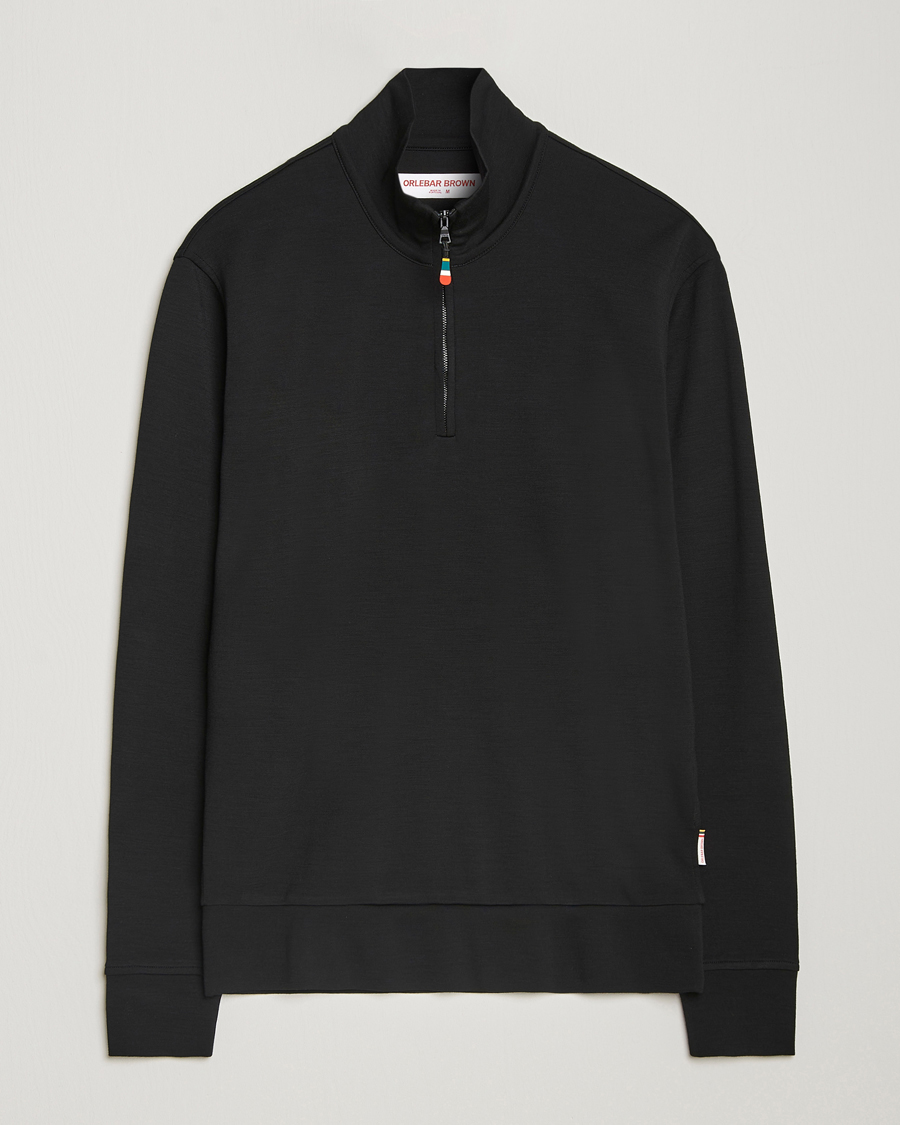 Herre | Trøjer | Orlebar Brown | Isar Graphite Merino Half Zip Black