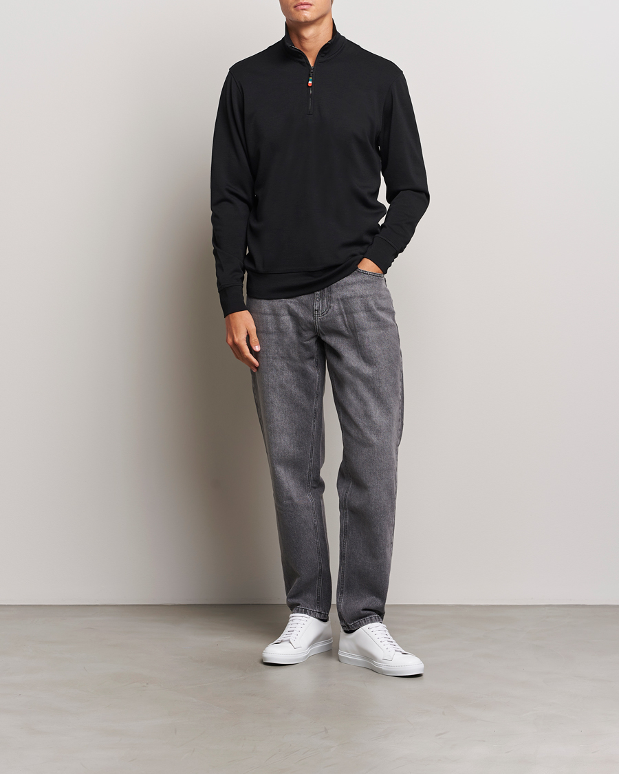Herre | Trøjer | Orlebar Brown | Isar Graphite Merino Half Zip Black