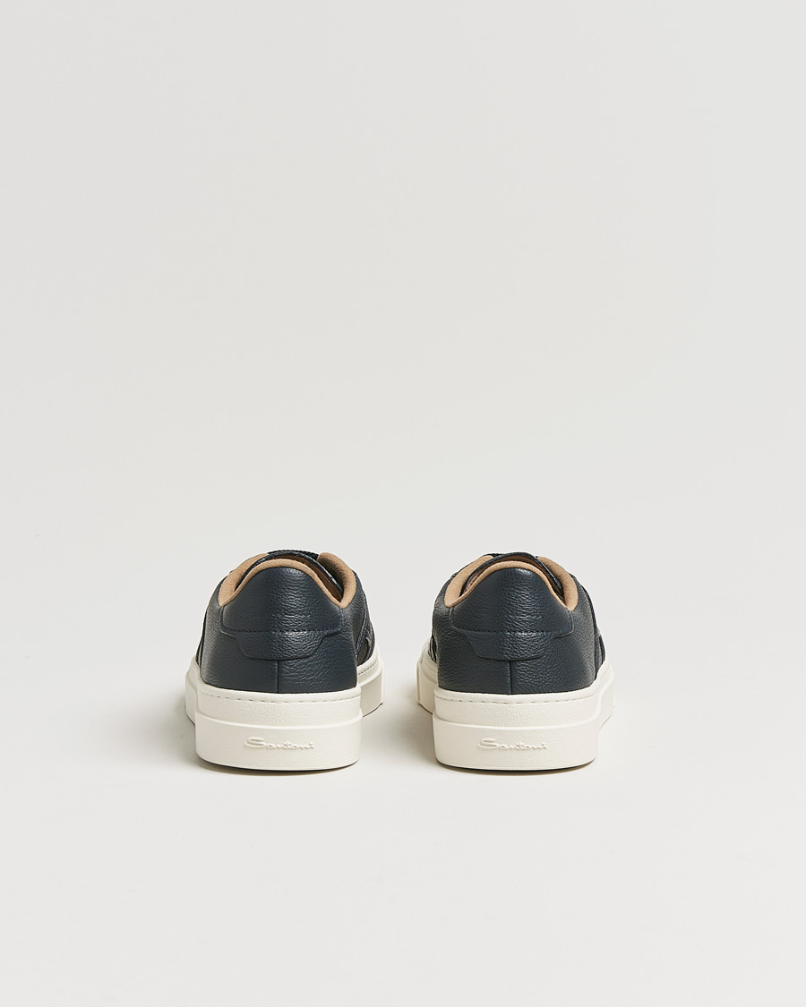 Herre | Santoni Double Buckle Sneakers Navy Grain | Santoni | Double Buckle Sneakers Navy Grain