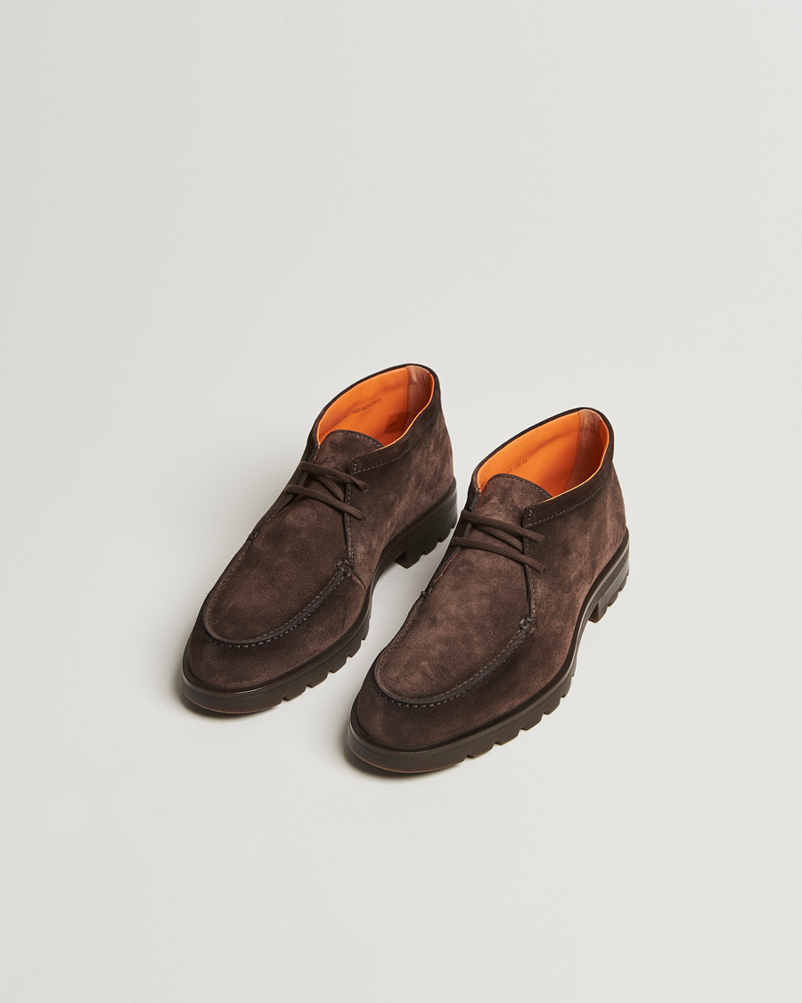 Herre | Santoni Winter Chukka Boot Dark Brown Suede | Santoni | Winter Chukka Boot Dark Brown Suede