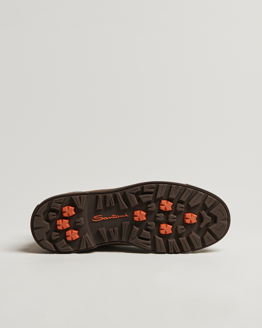 Herre | Santoni St Moritz No Lace Boot Dark Brown Suede | Santoni | St Moritz No Lace Boot Dark Brown Suede