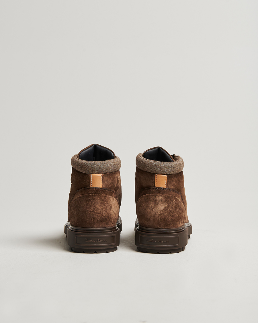 Herre | Santoni St Moritz No Lace Boot Dark Brown Suede | Santoni | St Moritz No Lace Boot Dark Brown Suede