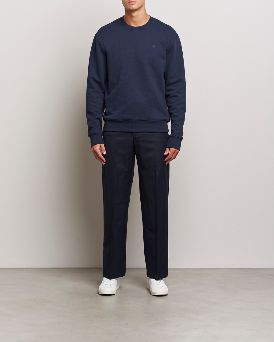 Herre | Trøjer | AMI | Tonal Heart Logo Sweatshirt Night Blue