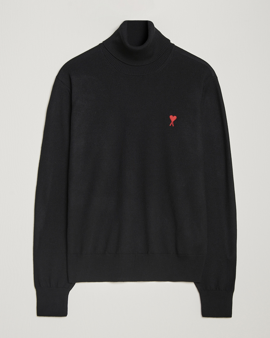 Herre | Trøjer | AMI | Heart Logo Wool Turtleneck Black