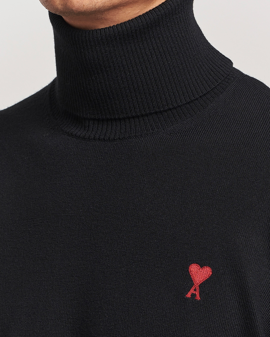 Herre | Trøjer | AMI | Heart Logo Wool Turtleneck Black