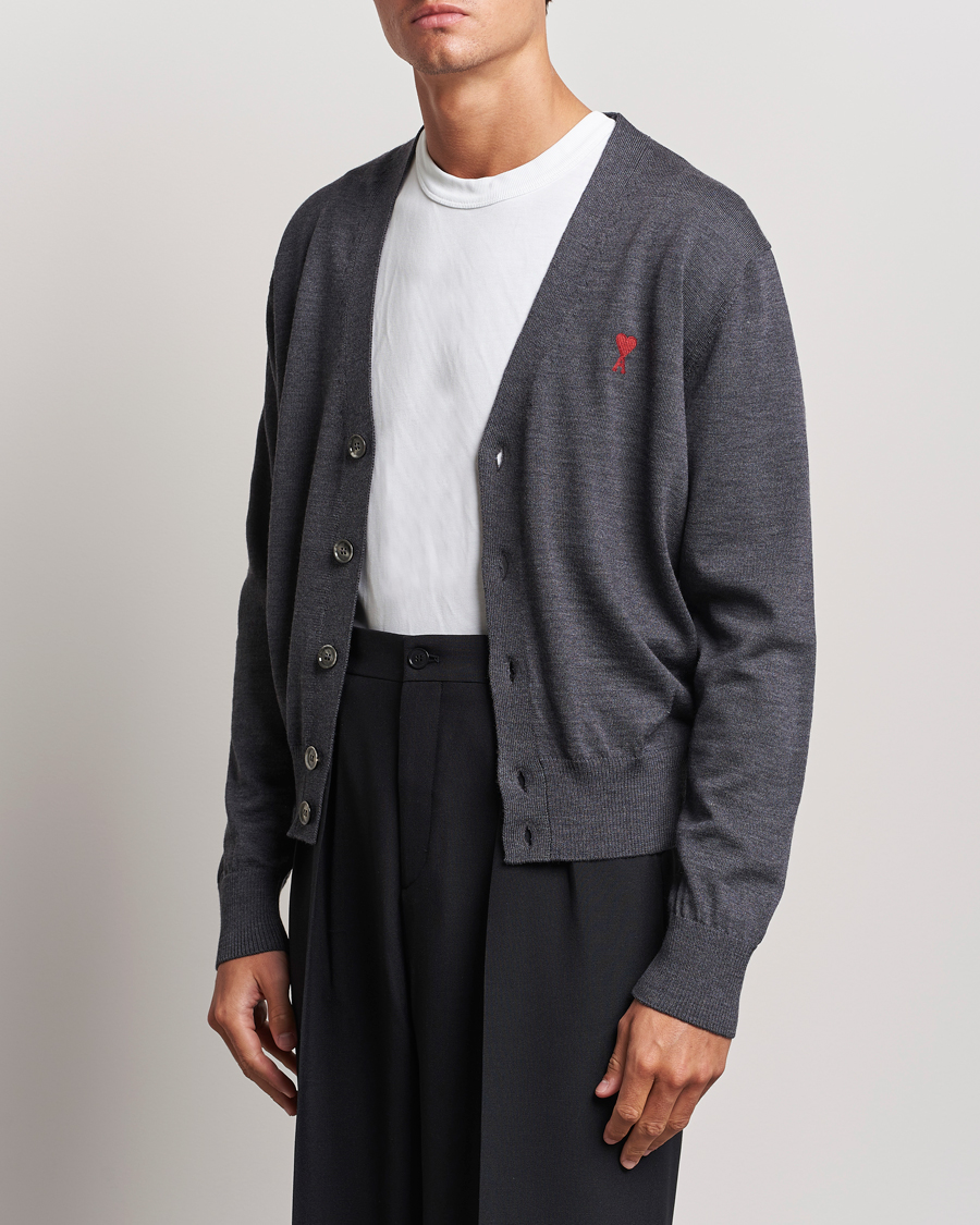 Herre | Trøjer | AMI | Heart Logo Cardigan Heather Grey
