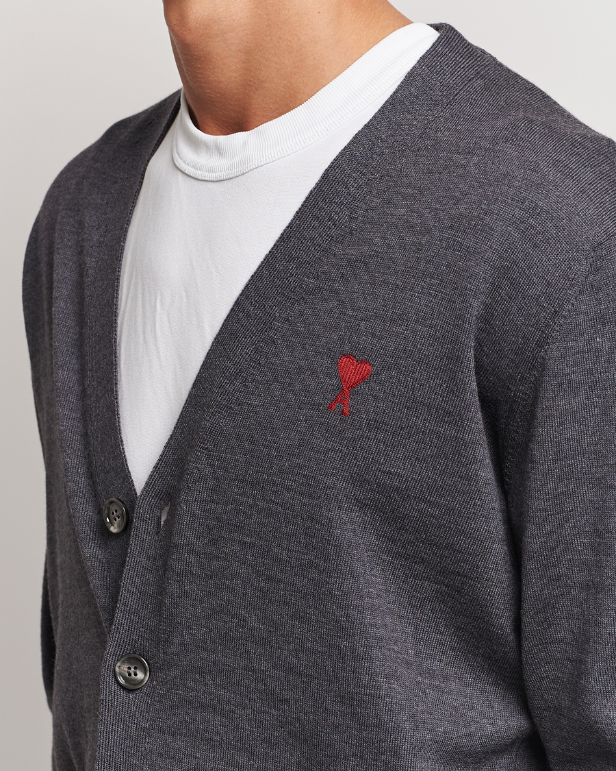 Herre | Trøjer | AMI | Heart Logo Cardigan Heather Grey
