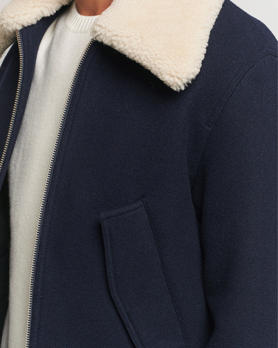 Herre | Jakker | AMI | Wool Shearling Bomber Jacket Navy