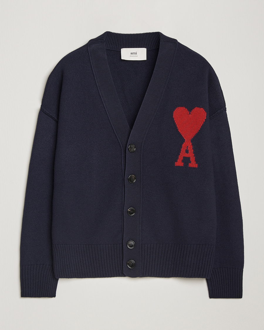 Herre | Trøjer | AMI | Big Heart Logo Cardigan Navy