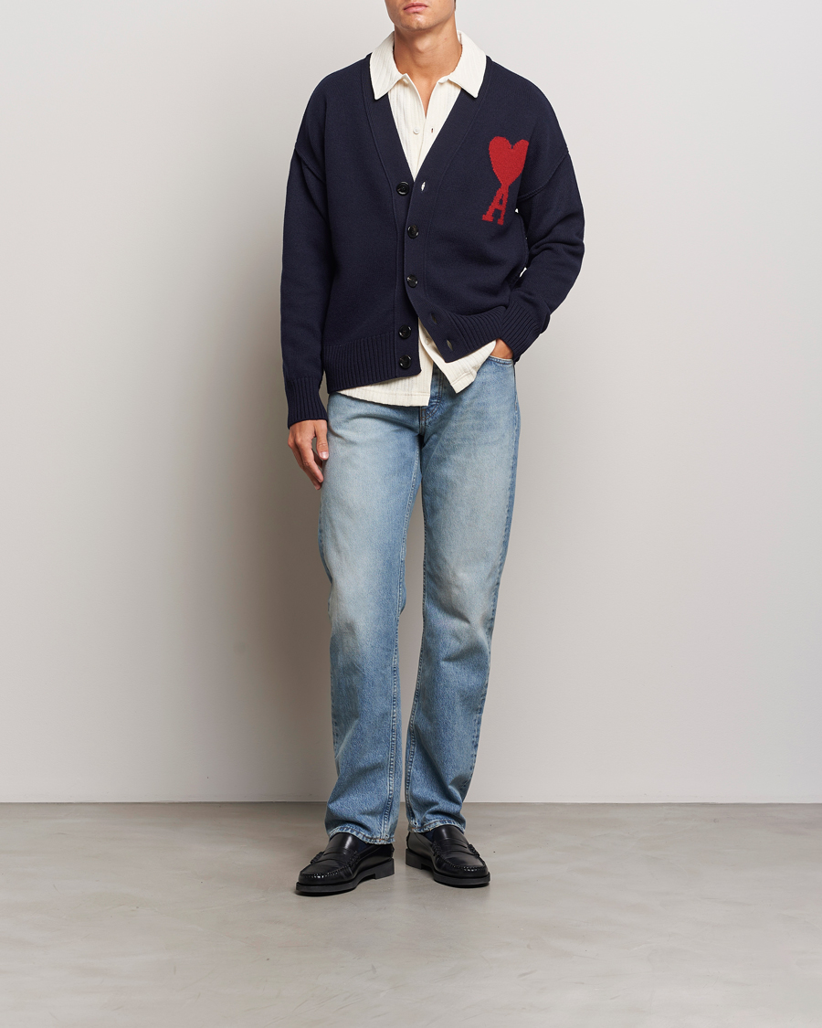Herre | Trøjer | AMI | Big Heart Logo Cardigan Navy
