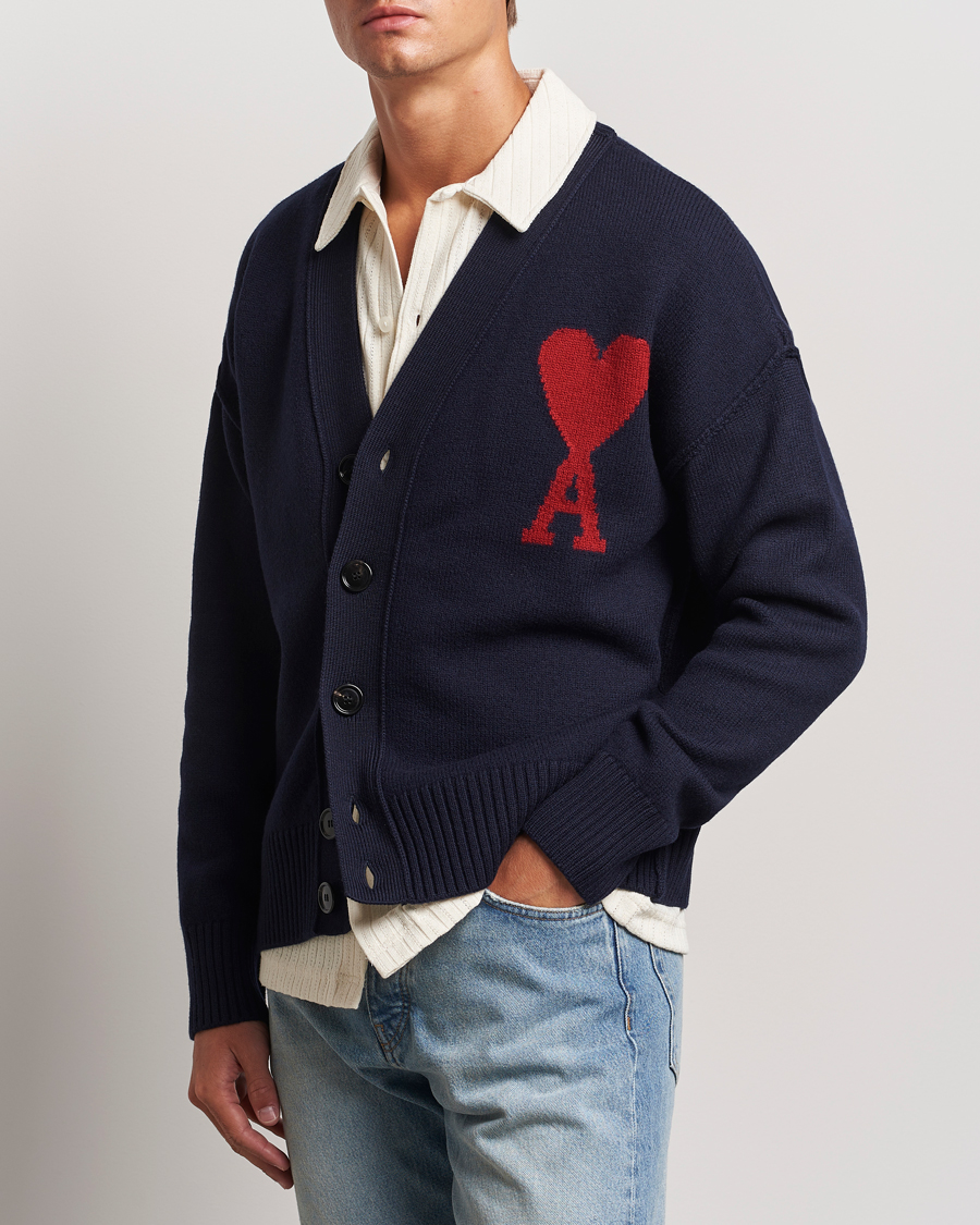 Herre | Trøjer | AMI | Big Heart Logo Cardigan Navy