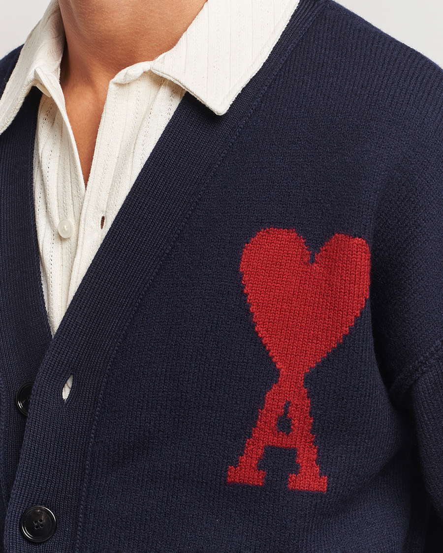 Herre | Trøjer | AMI | Big Heart Logo Cardigan Navy