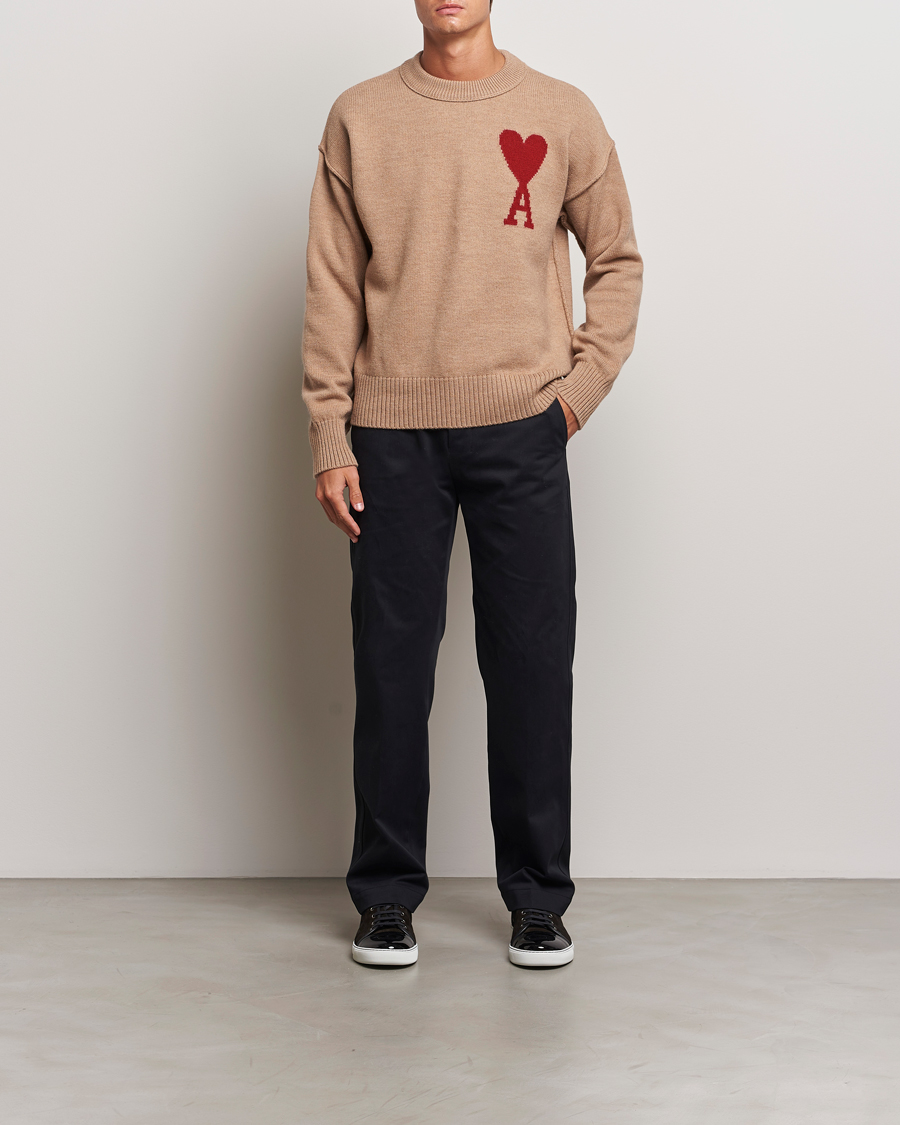 Herre | Trøjer | AMI | Big Heart Logo Crew Neck Camel