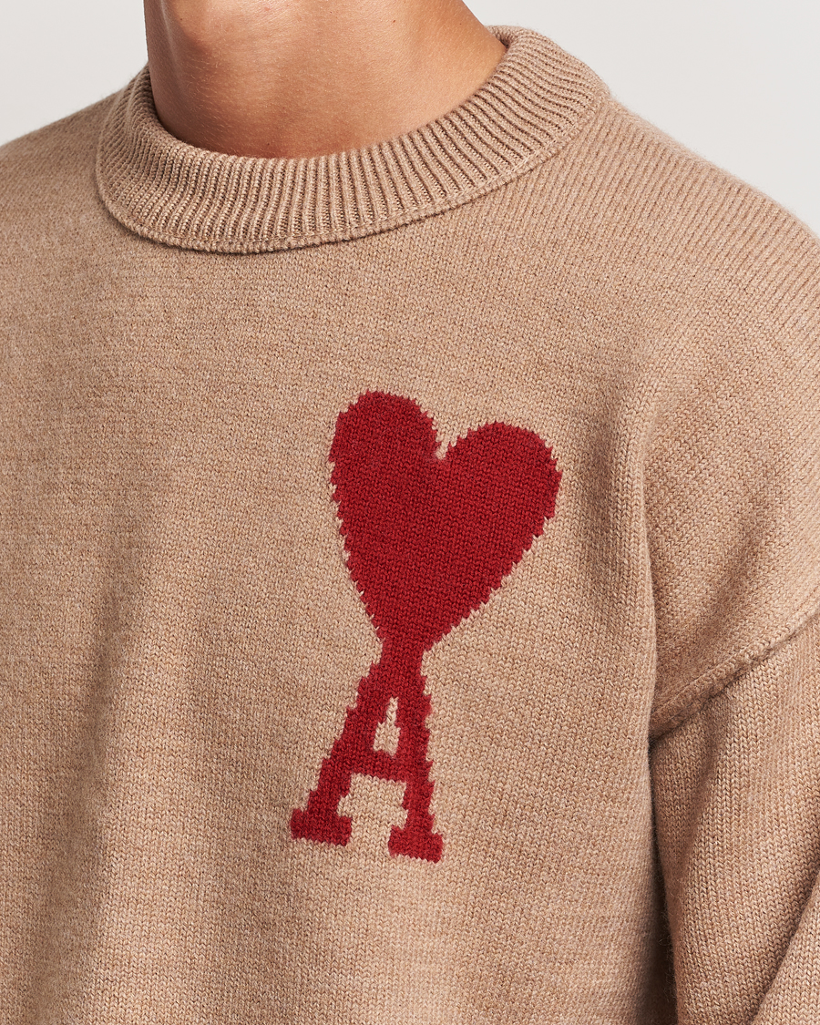 Herre | Trøjer | AMI | Big Heart Logo Crew Neck Camel