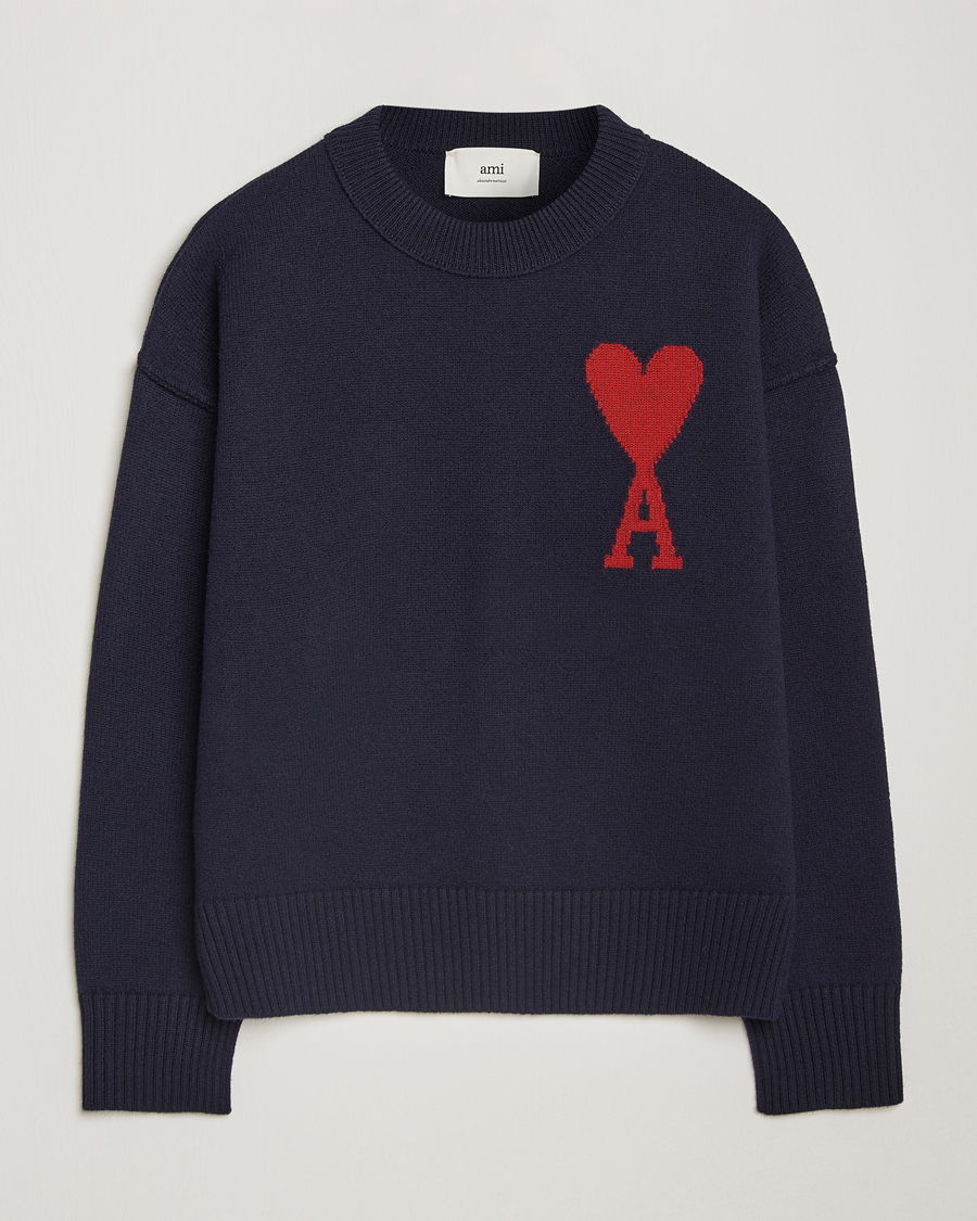 Herre | Trøjer | AMI | Big Heart Logo Crew Neck Navy