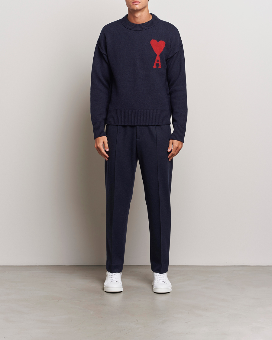 Herre | Trøjer | AMI | Big Heart Logo Crew Neck Navy