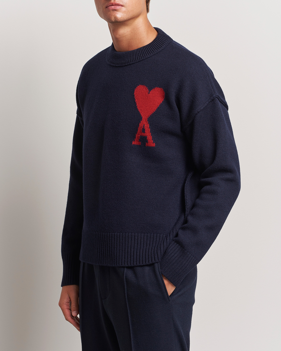 Herre | Trøjer | AMI | Big Heart Logo Crew Neck Navy