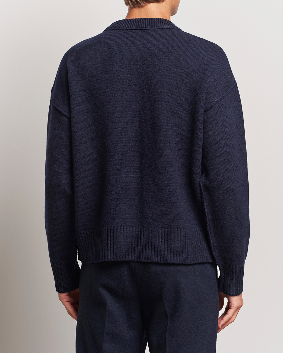 Herre | Trøjer | AMI | Big Heart Logo Crew Neck Navy