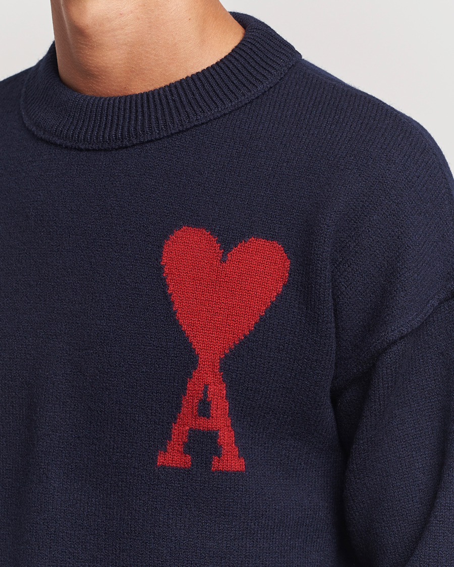 Herre | Trøjer | AMI | Big Heart Logo Crew Neck Navy