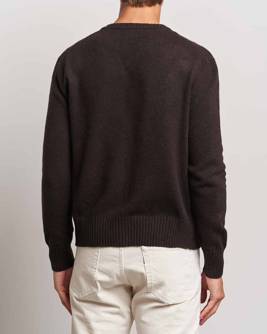 Herre | Trøjer | AMI | Tonal Heart Logo Wool Cardigan Dark Coffee