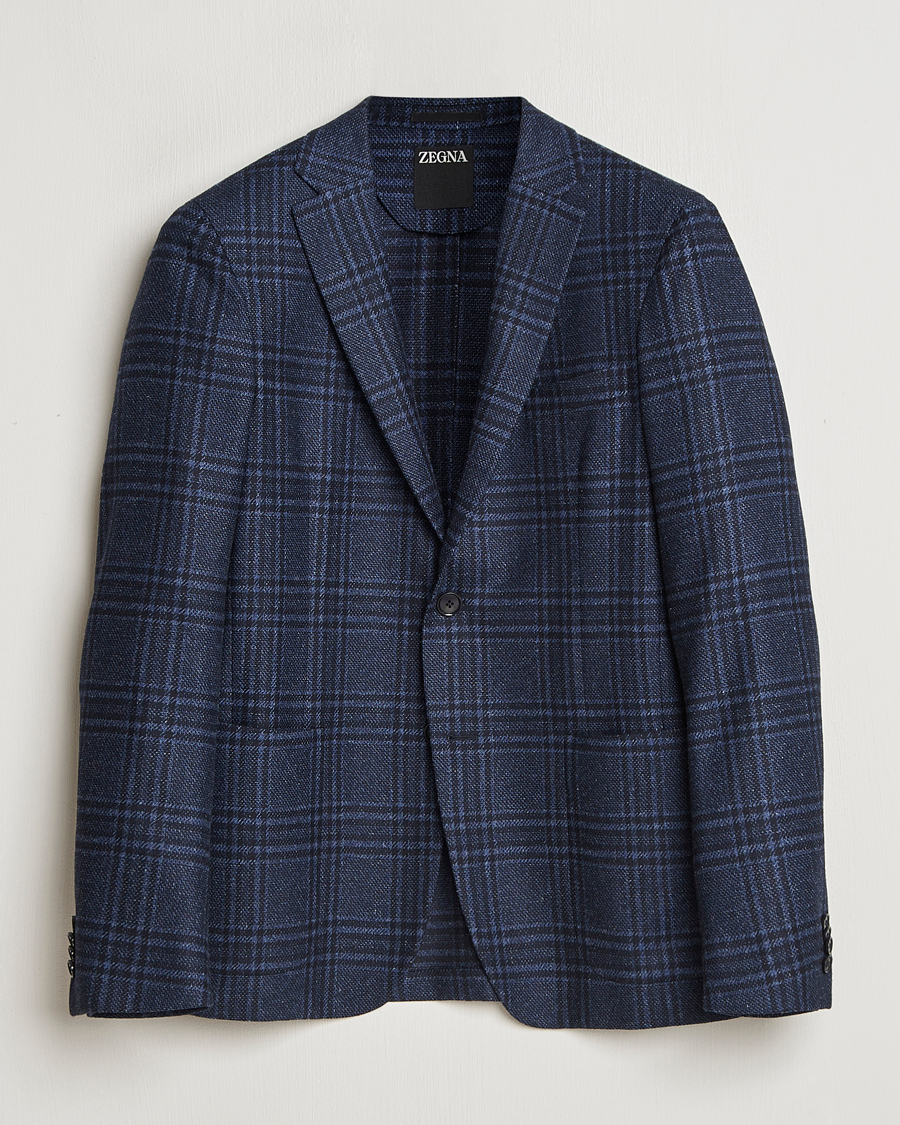 Herre | Blazere & jakker | Zegna | Unconstructed Wool/Silk Blazer Navy Check