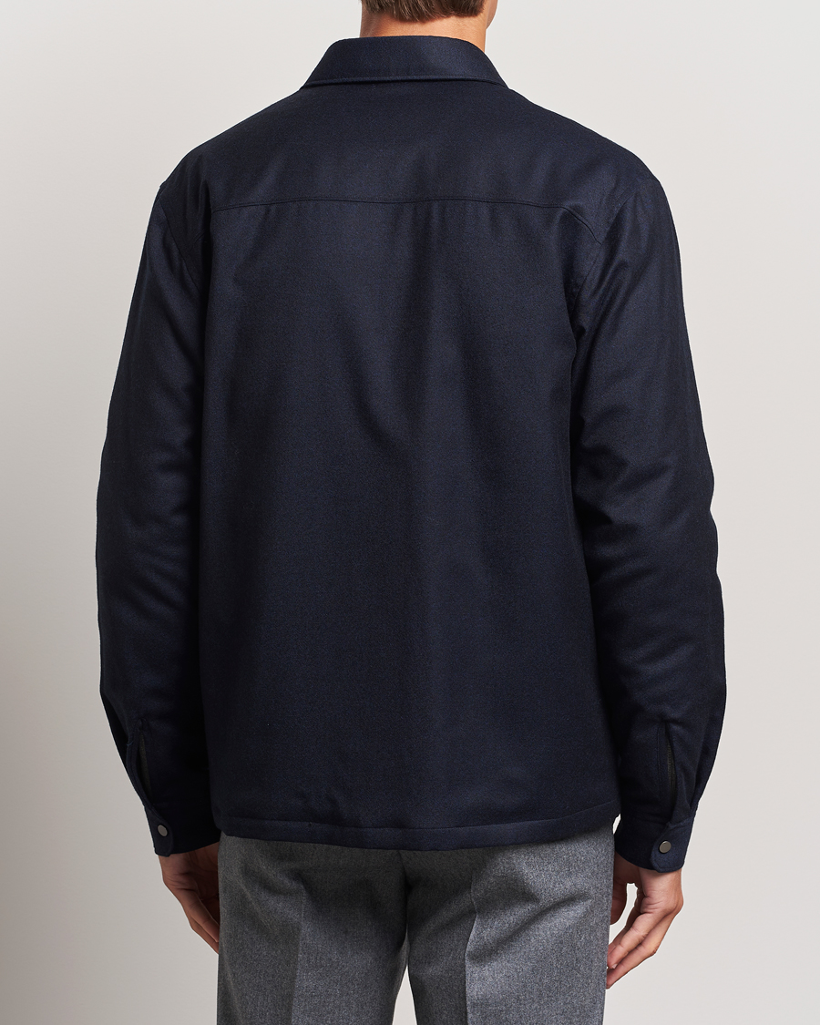 Herre | Jakker | Zegna | Techmerino Flannel Shirt Jacket Navy