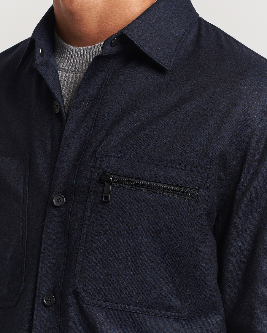 Herre | Jakker | Zegna | Techmerino Flannel Shirt Jacket Navy