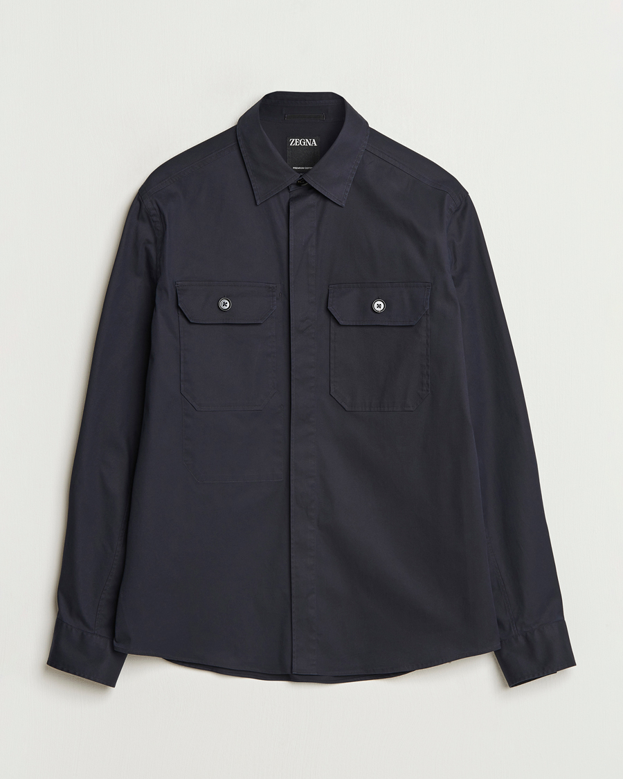 Herre | Skjorter | Zegna | Cotton Overshirt Navy
