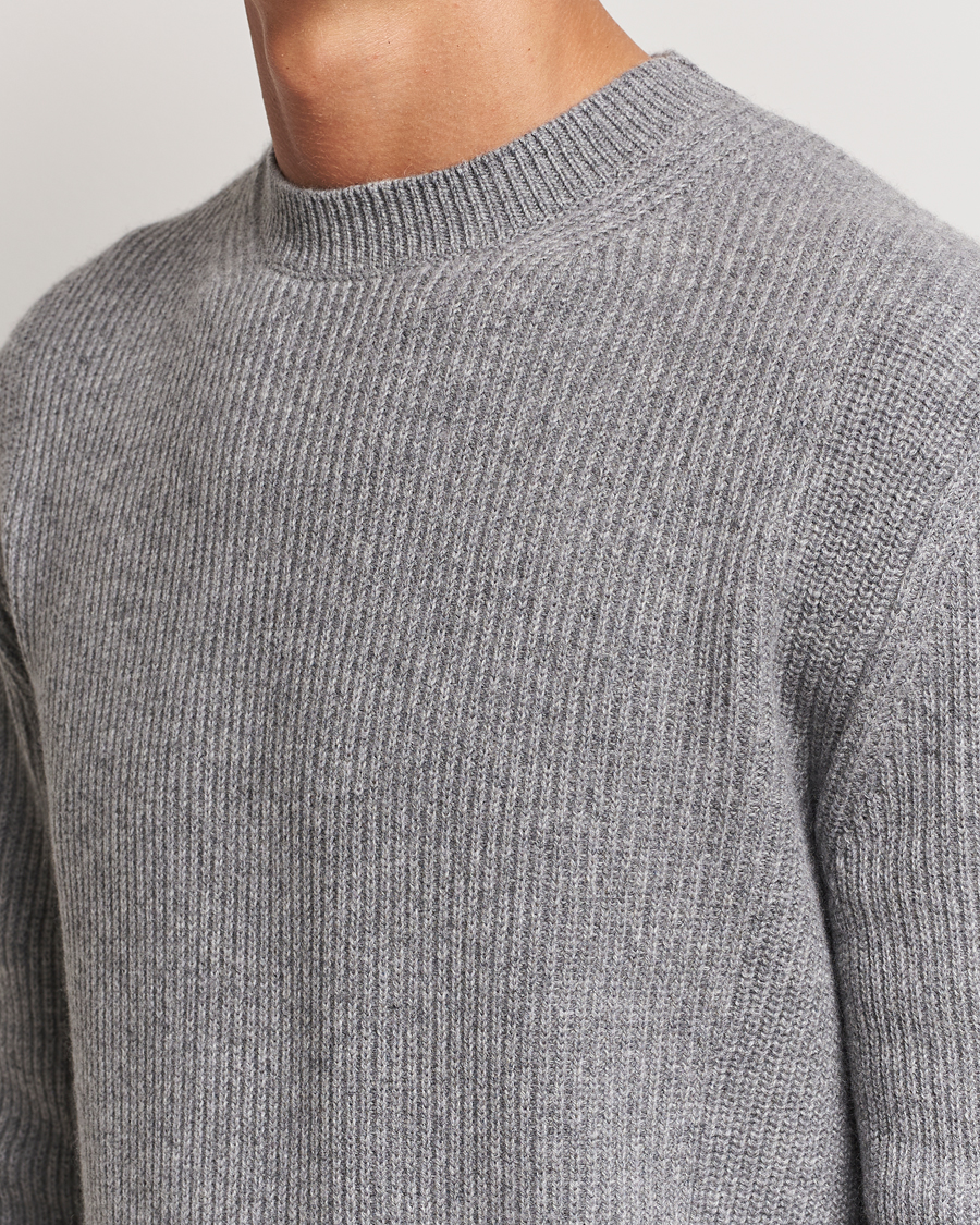 Herre | Trøjer | Zegna | Oasi Cashmere Rib Crewneck Grey Melange