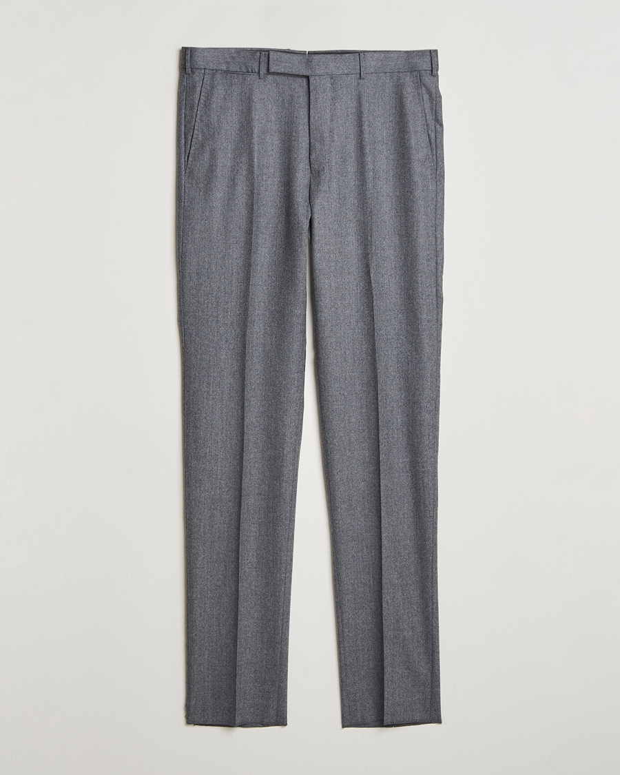 Herre | Bukser | Zegna | Carded Flannel Trousers Grey Melange
