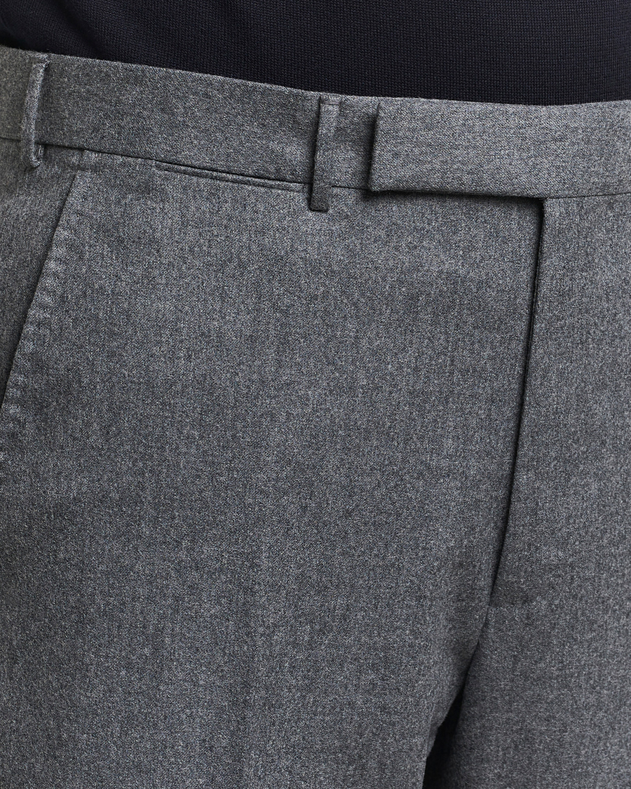 Herre | Bukser | Zegna | Carded Flannel Trousers Grey Melange