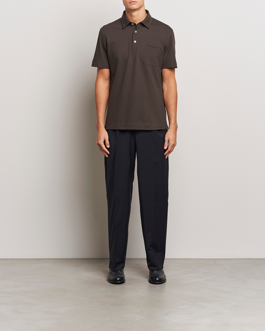 Herre | Polotrøjer | Zegna | Short Sleeve Pocket Polo Dark Brown
