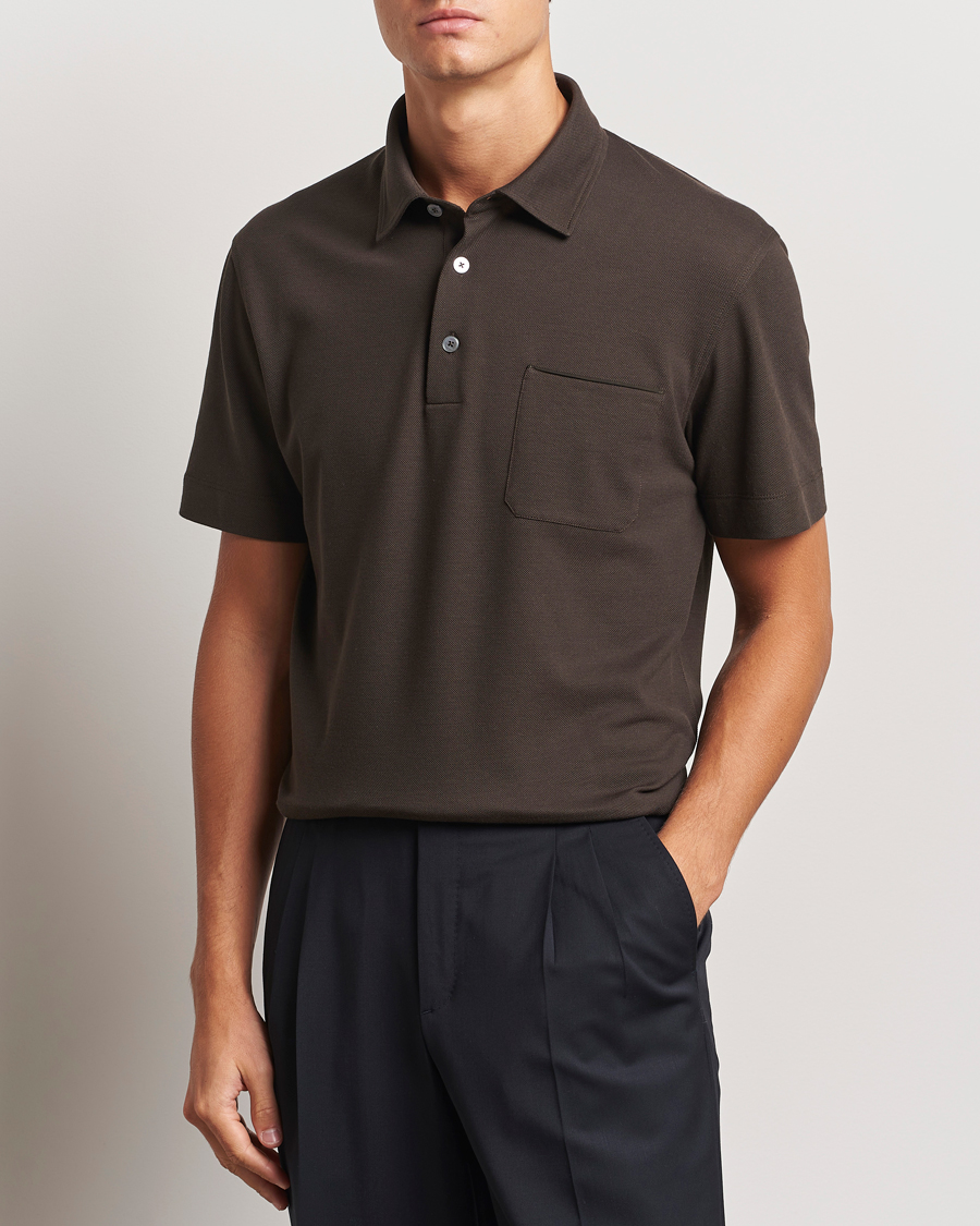 Herre | Polotrøjer | Zegna | Short Sleeve Pocket Polo Dark Brown
