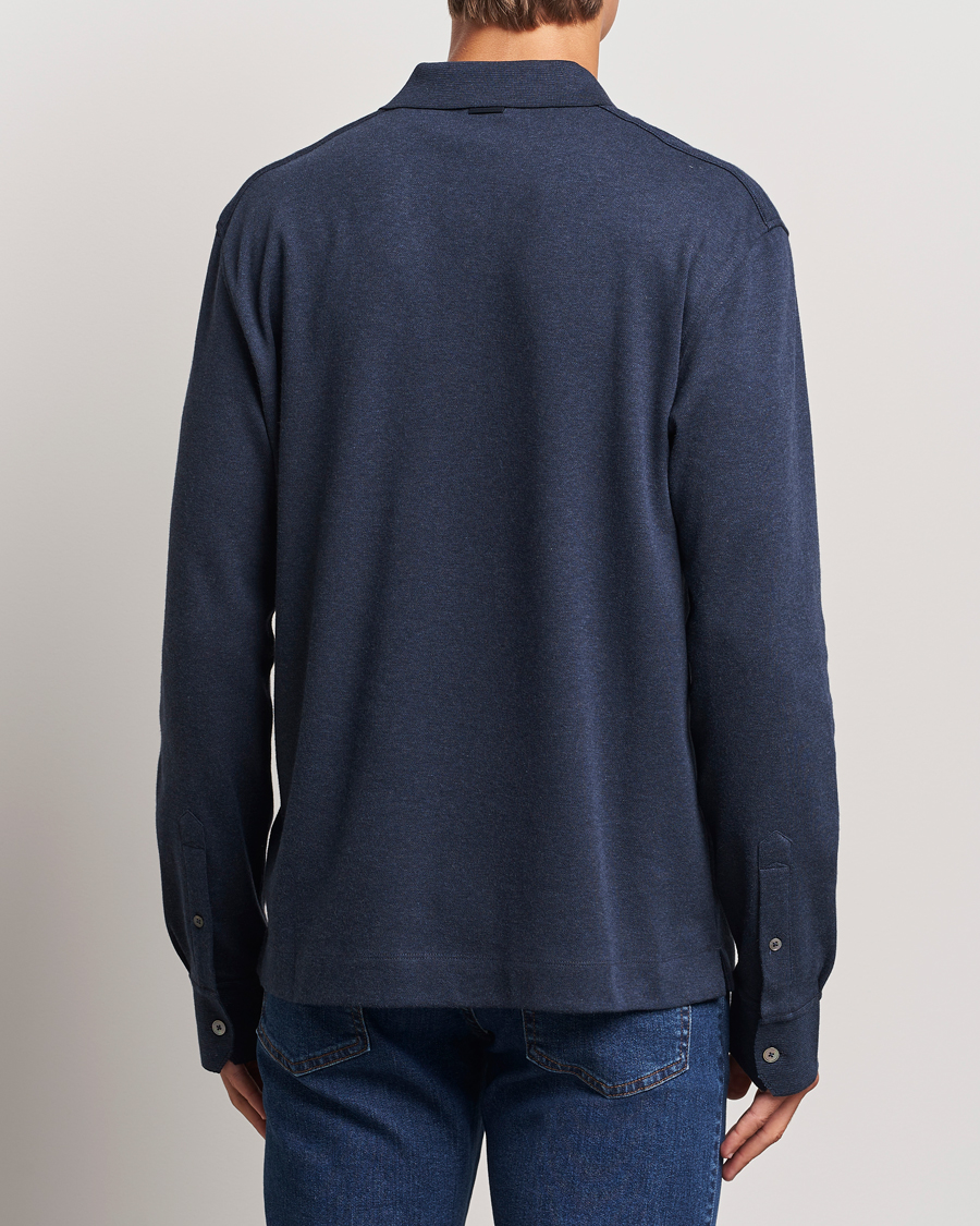 Herre | Trøjer | Zegna | Soft Cotton Long Sleeve Polo Navy