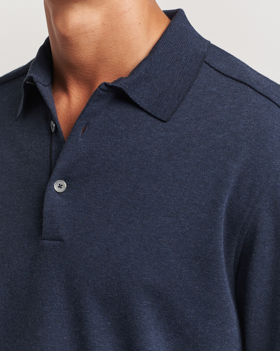 Herre | Trøjer | Zegna | Soft Cotton Long Sleeve Polo Navy